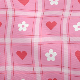 Plaid Heart Small White Flower Dobby