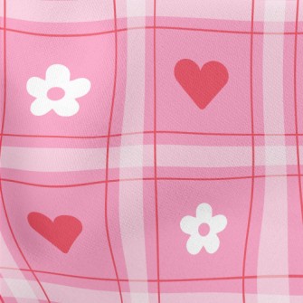 Plaid Heart Small White Flower Stretch Ponte