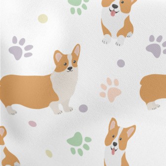 Corgi And Colorful Footprints Stretch Ponte