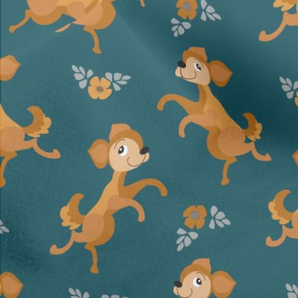 Dancing Puppy With Flowers Micro Fleece