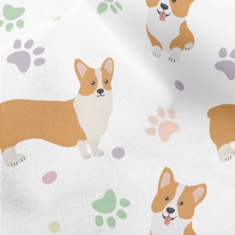 Corgi And Colorful Footprints Micro Fleece