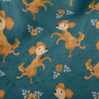 Dancing Puppy With Flowers Minky