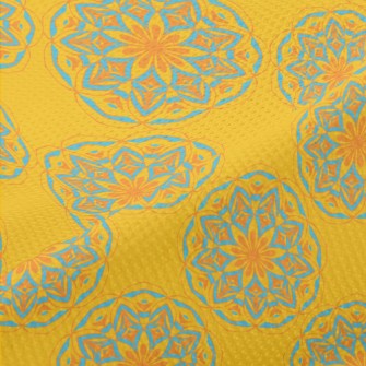 Blue And Yellow Contrast Print Piqué