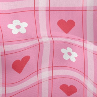 Plaid Heart Small White Flower Lightweight Performance Linen