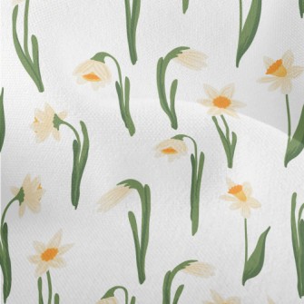 Hand Drawn Daffodils Lightweight Performance Linen