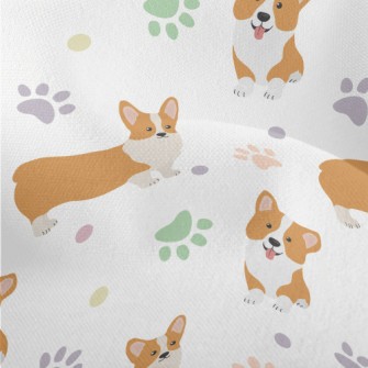 Corgi And Colorful Footprints Lightweight Performance Linen