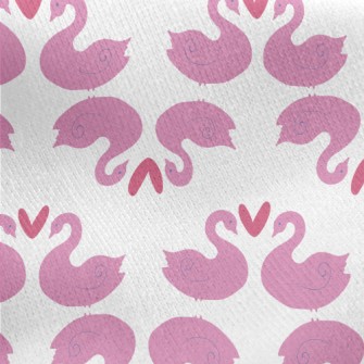 Romantic Cartoon Flamingo Jersey Backed Fleece