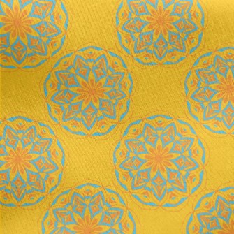 Blue And Yellow Contrast Print Jersey Backed Fleece