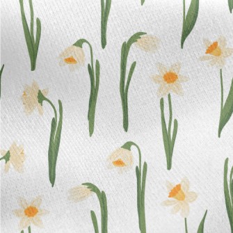 Hand Drawn Daffodils Jersey Backed Fleece
