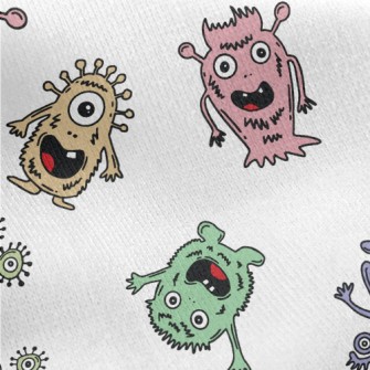 Friendly Cartoon Monster Jersey Backed Fleece
