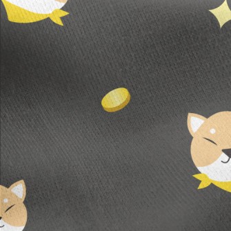 Akita Dog And Coins Jersey Backed Fleece