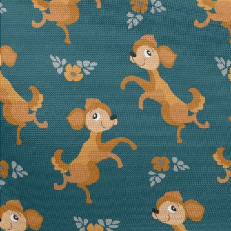 Dancing Puppy With Flowers Pongee