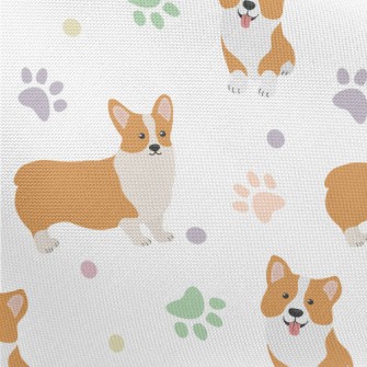 Corgi And Colorful Footprints Pongee