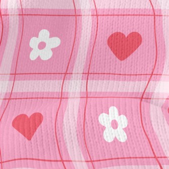 Plaid Heart Small White Flower Stretch Jersey
