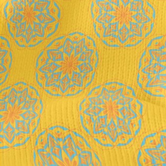 Blue And Yellow Contrast Print Stretch Jersey