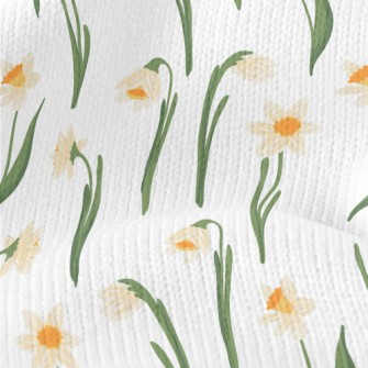 Hand Drawn Daffodils Stretch Jersey