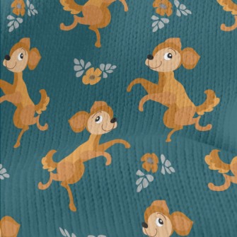 Dancing Puppy With Flowers Stretch Jersey