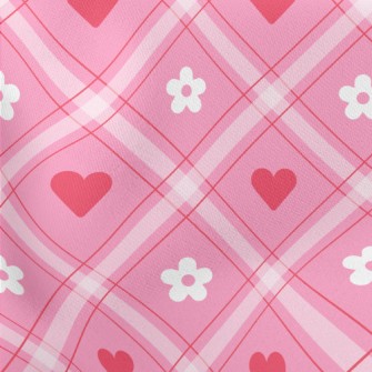 Love Heart And White Flowers Lightweight Cotton Poplin