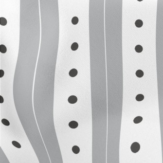 Gray Stripes Dots Lightweight Cotton Poplin