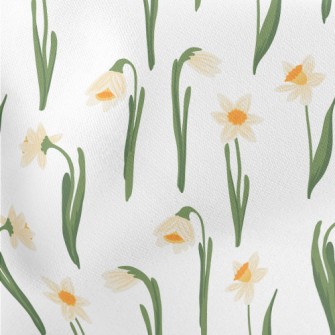 Hand Drawn Daffodils Lightweight Cotton Poplin