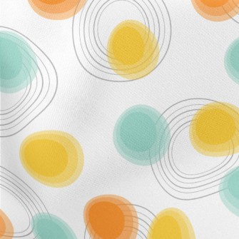 Blue And Orange Dots Lightweight Cotton Poplin