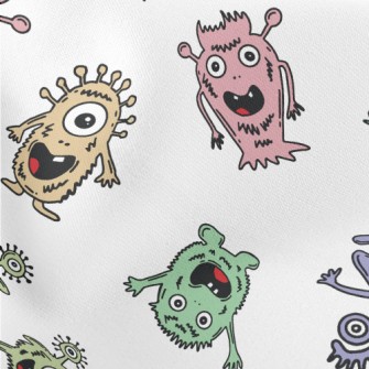Friendly Cartoon Monster Lightweight Cotton Poplin