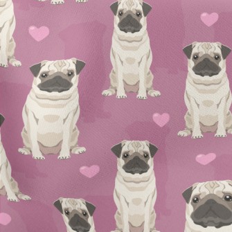 Hand Drawn Pug Lightweight Cotton Poplin