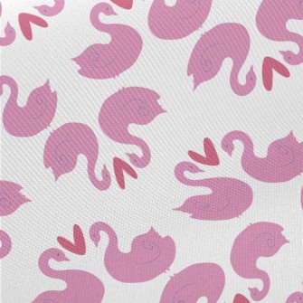 Romantic Cartoon Flamingo Midweight Cotton Poplin