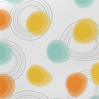 Blue And Orange Dots Midweight Cotton Poplin