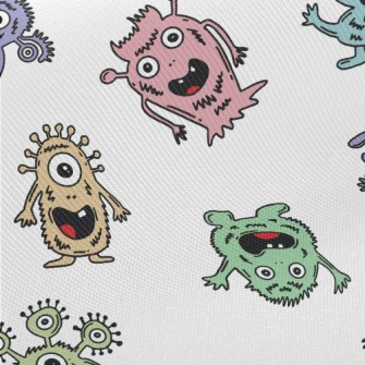Friendly Cartoon Monster Midweight Cotton Poplin
