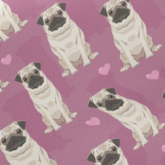 Hand Drawn Pug Midweight Cotton Poplin