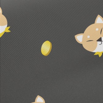 Akita Dog And Coins Midweight Cotton Poplin