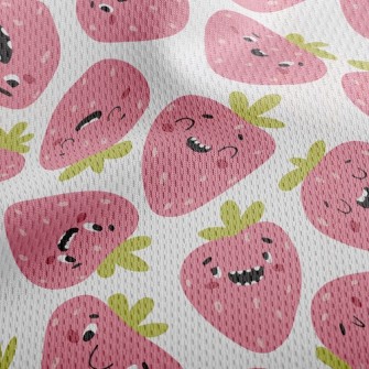 Funny Expression Strawberry Athletic Mesh Flat Back