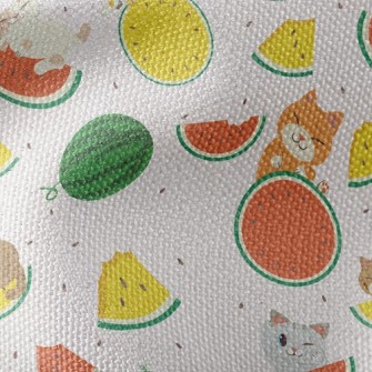 Cat Loves Watermelon Waterproof Canvas