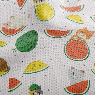 Cat Loves Watermelon Athletic Mesh Flat Back