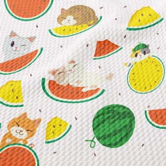 Cat Loves Watermelon Birdseye Piqué