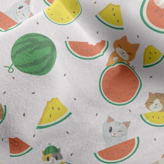Cat Loves Watermelon Micro Fleece
