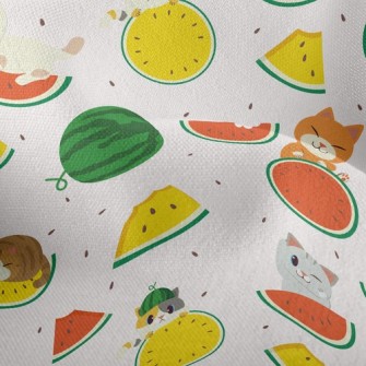 Cat Loves Watermelon Lightweight Performance Linen