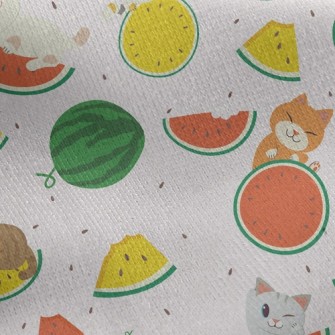 Cat Loves Watermelon Jersey Backed Fleece