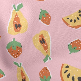 Hand Drawn Delicious Fruit Lightweight Cotton Poplin