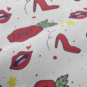 Red Lip Rose High Heels Performance Linen