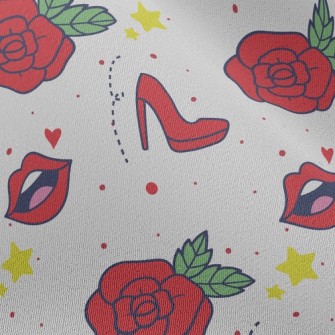 Red Lip Rose High Heels Chiffon