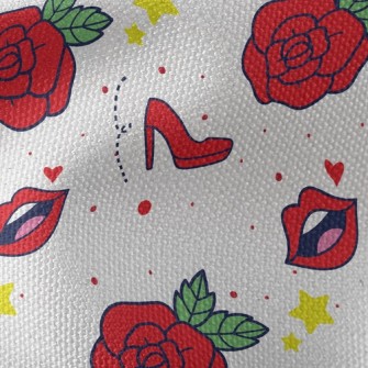 Red Lip Rose High Heels Waterproof Canvas