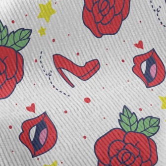 Red Lip Rose High Heels Standard Corduroy