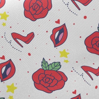 Red Lip Rose High Heels Twill