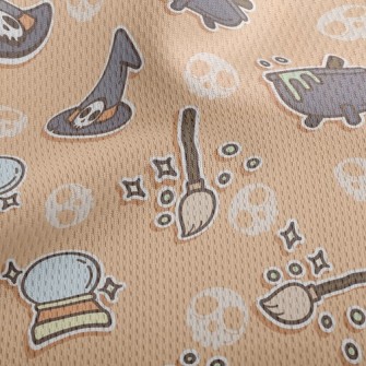 Witch Broom Halloween Athletic Mesh Flat Back