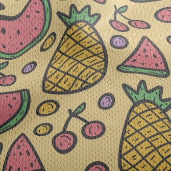 Pineapple Cherry Watermelon Athletic Mesh Flat Back