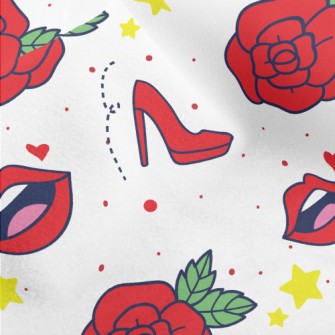 Red Lip Rose High Heels Micro Fleece