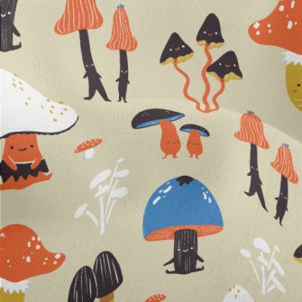 Cute Little Mushroom Family Lightweight Performance Linen