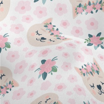 Romantic Flower Crown Cat Lightweight Performance Linen